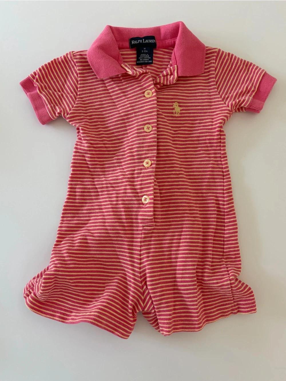 Ralph Lauren Baby Vintage Button Down One Piece Knit Romper 6-12 Months